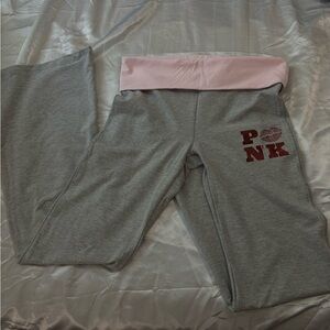 PINK Victoria's Secret Gray yoga pants with Light Pink Waistband